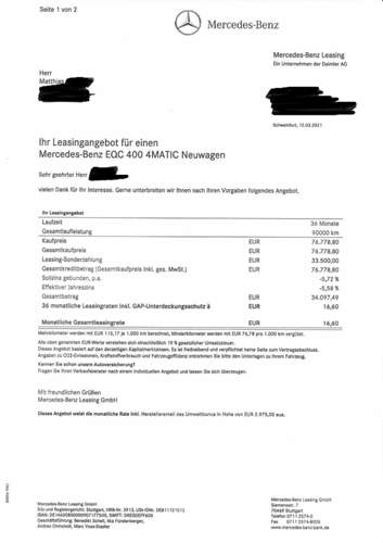 Leasingangebot EQC