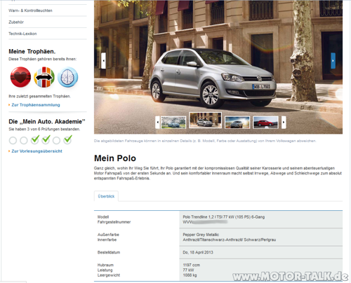 Infos zu meinem Polo im Portal