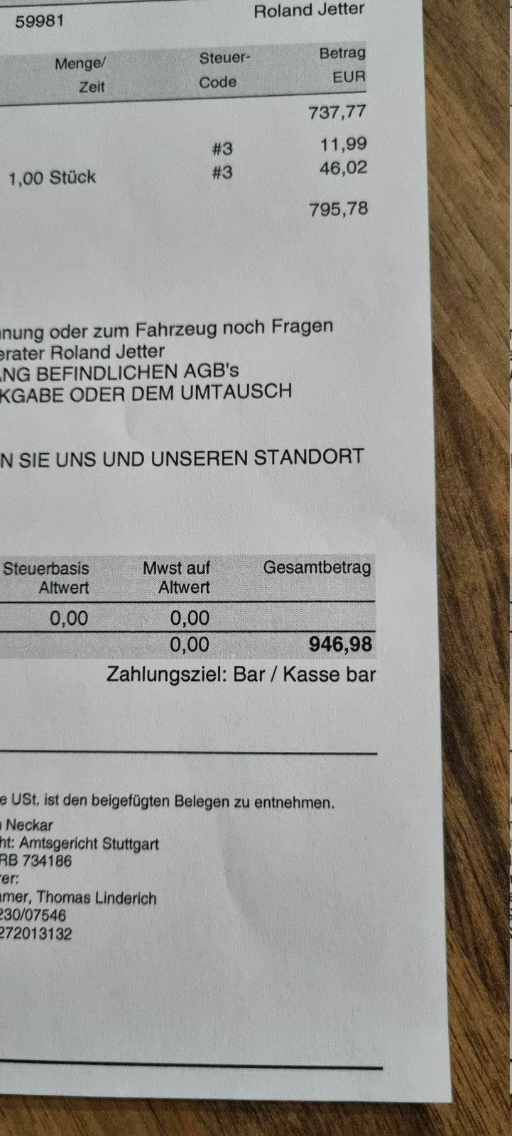 Wartung und Inspektion
