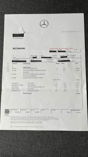 Wartung B1 W247 zum ersten