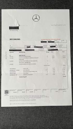 Wartung B1 W247 zum zweiten