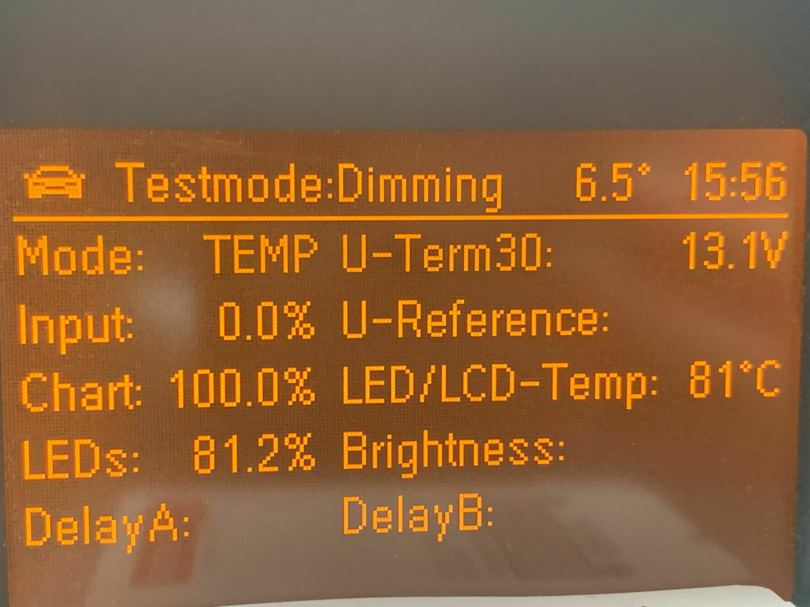 Was besagt im Testmode:Dimming die Position ->"Testmode: U-TERM30 12,1V"