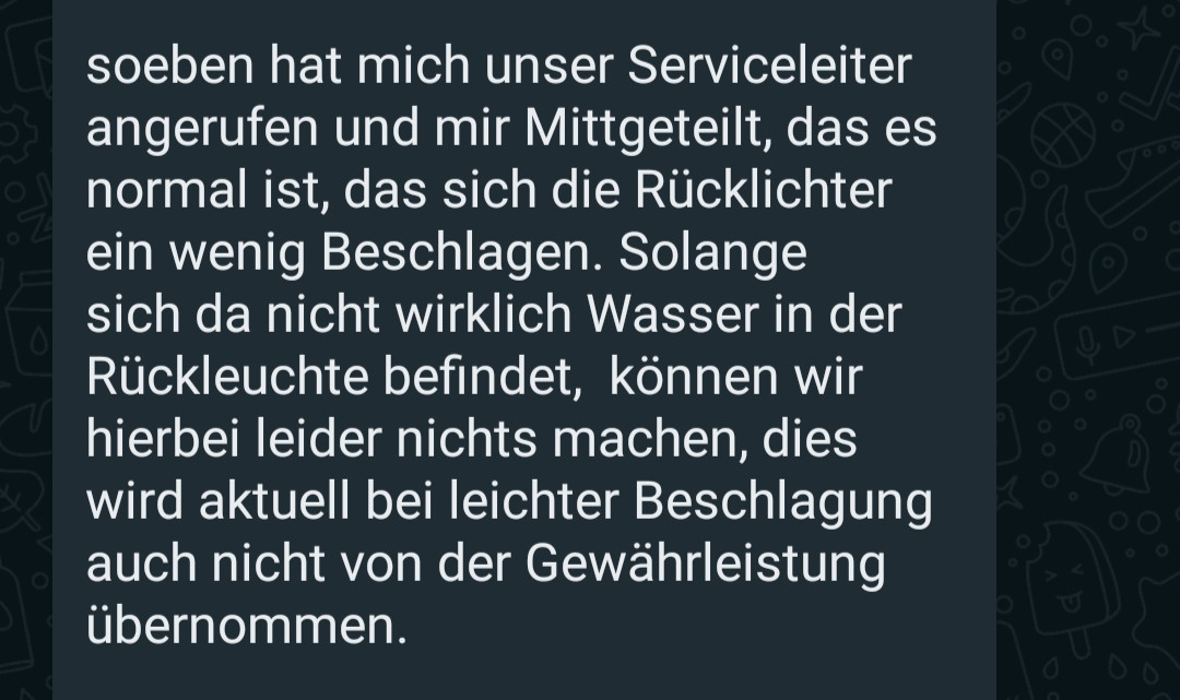 Wasser in Rückleuchte