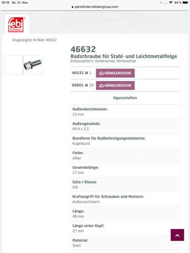 Radschrauben VAG