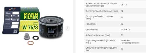 Ölfilter MANN W 75/3