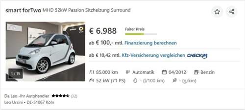 Smart 451 Passion - 13 Jahre alt