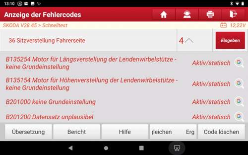 Fehler Fahrersitz