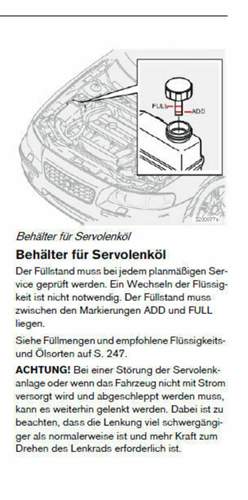 Füllstand Servoöl V70 II