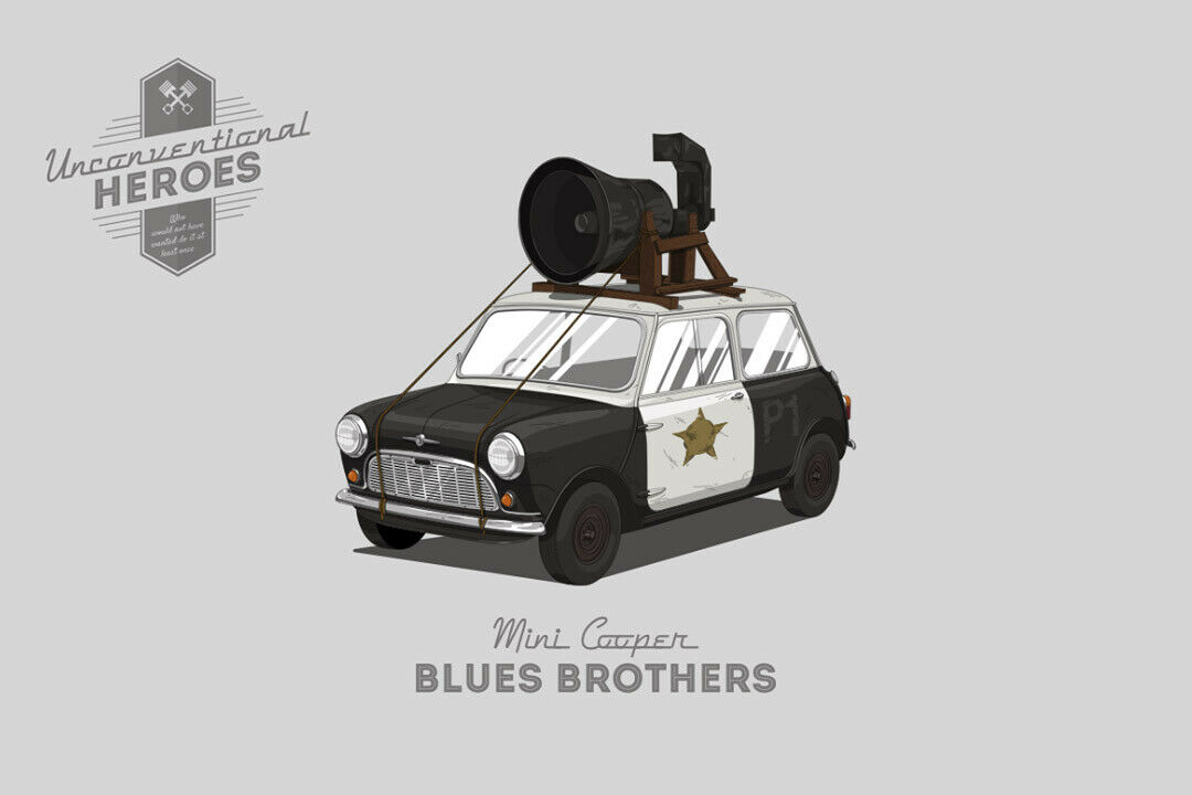 Trotz Kleinwagen irgendwie cool: Blues Brothers im Mini Cooper
