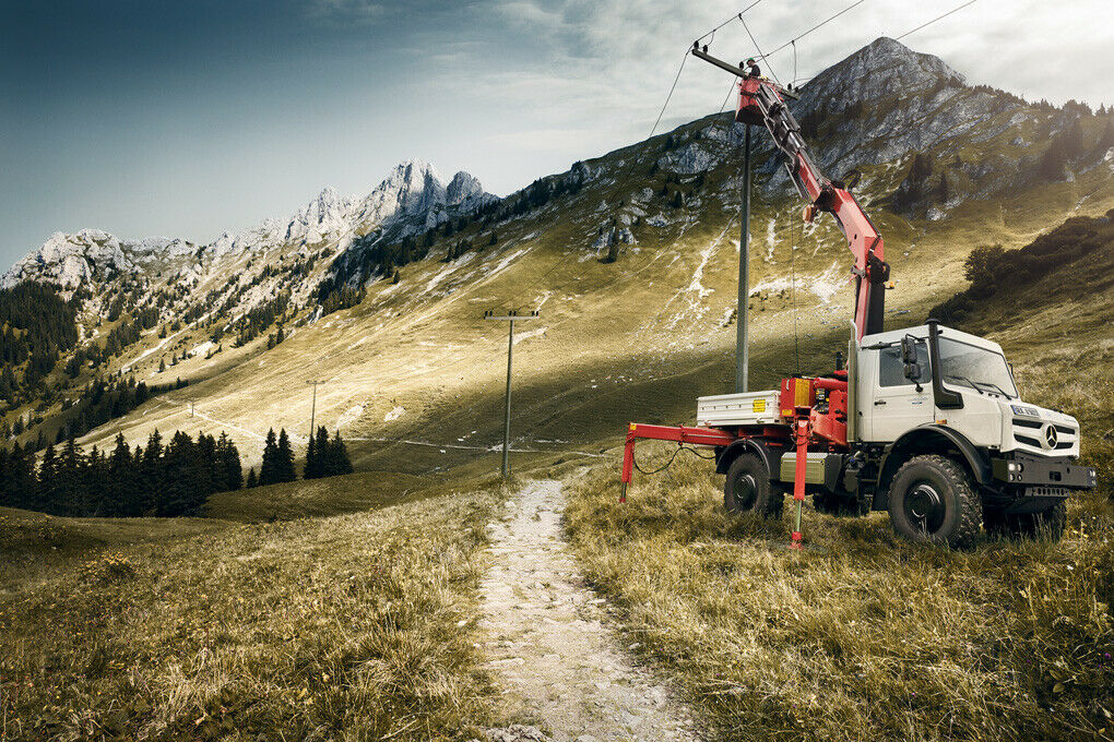 Der Unimog mit Kran