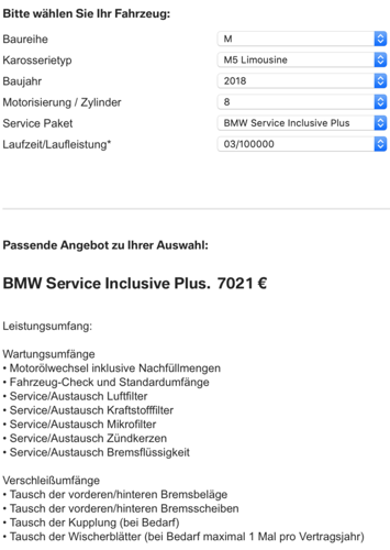 Preis, ServiceInklusivePlus, M5