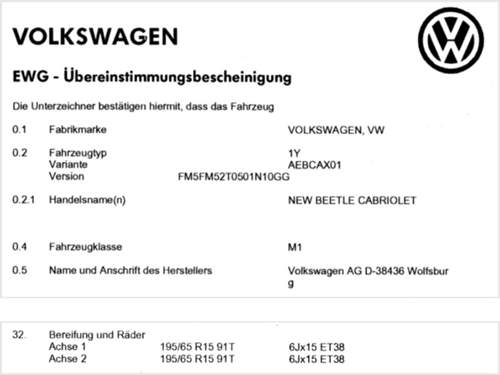 Typprüfung New Beetle Cabrio