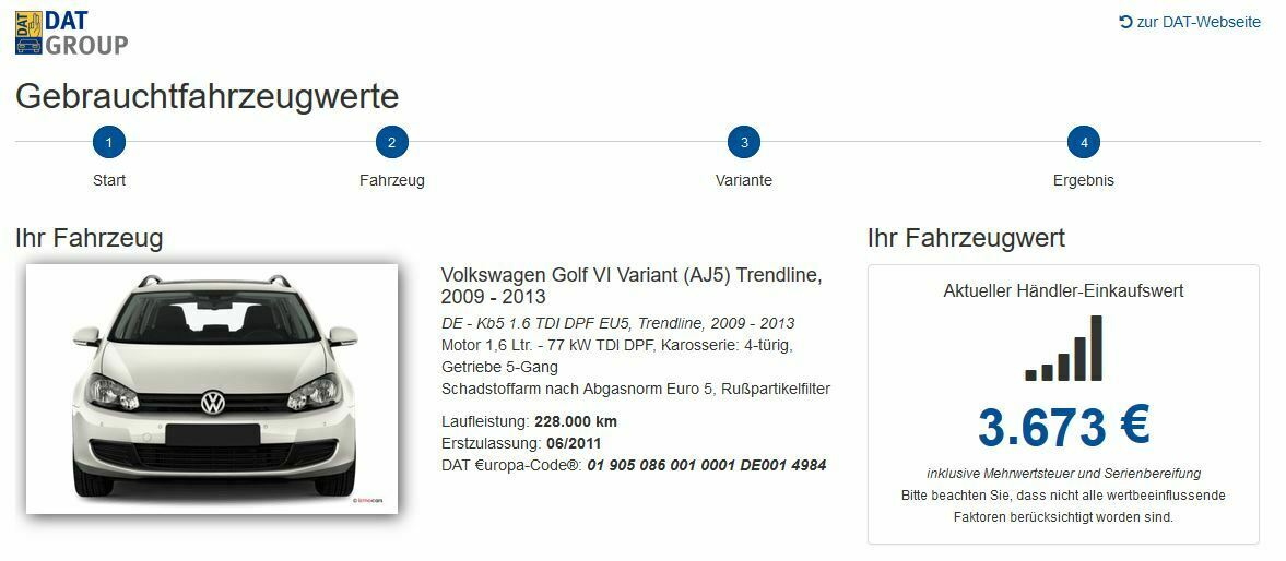 Wert eines alten Golf 6