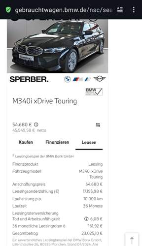 Vergleichsfahrzeug Leasing