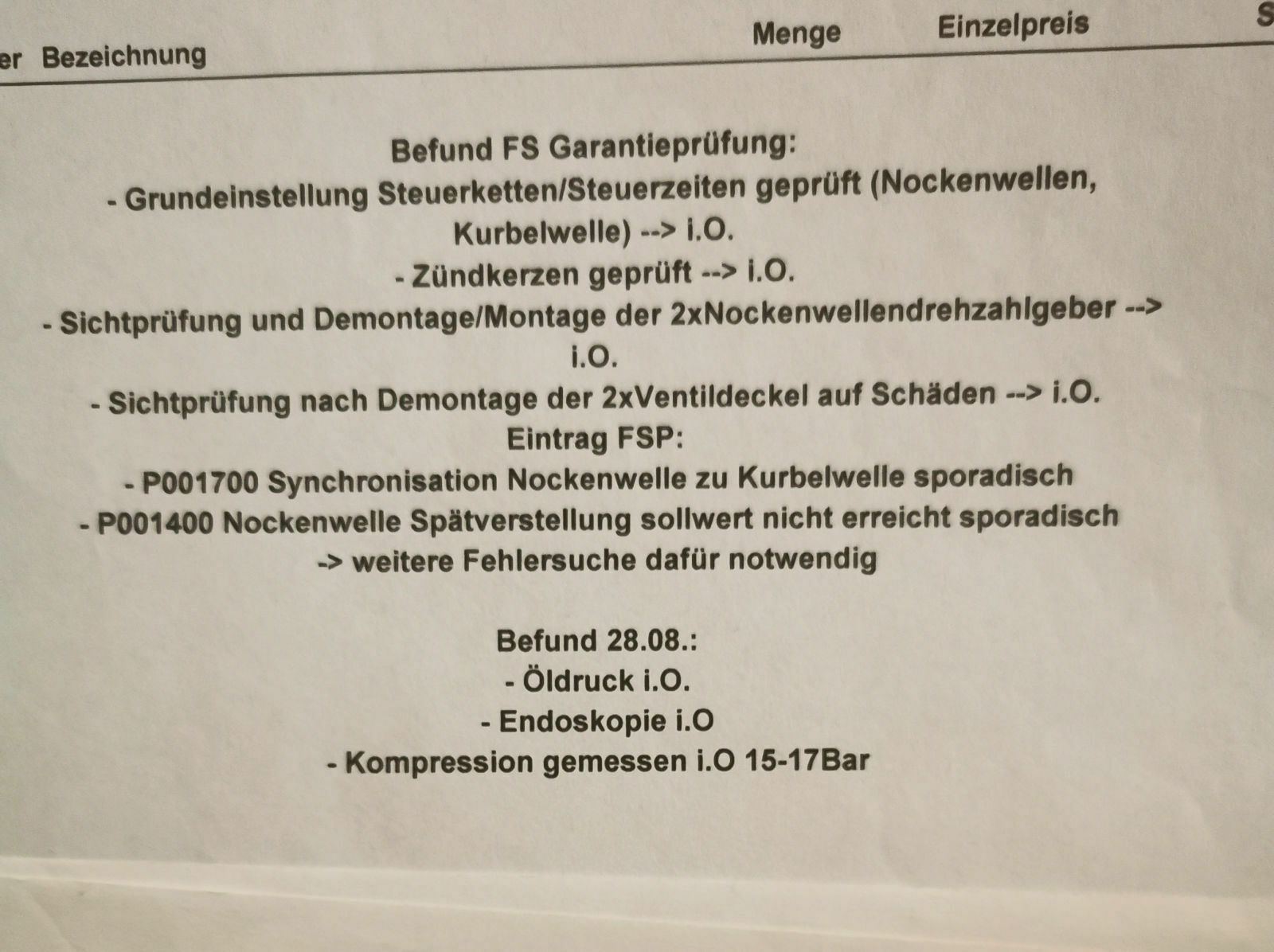 Wie hoch ist die Chance einer Werkstatt Pfusch beim Steuerkettenwechsel nachzuweisen?