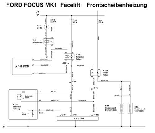 Schaltplan Frontscheibenheizung