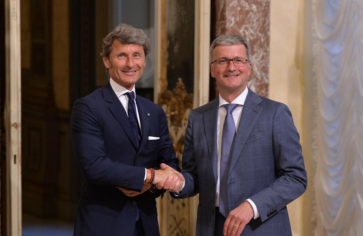Stephan Winkelmann (links neben Audi-Chef Rupert Stadler) gibt sein Amt bei Lamborghini ab und leitet künftig die Geschicke bei Audi quattro