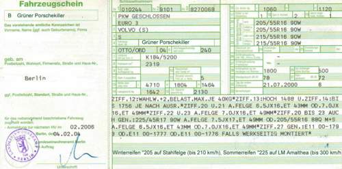 Fahrzeugschein V70 T5