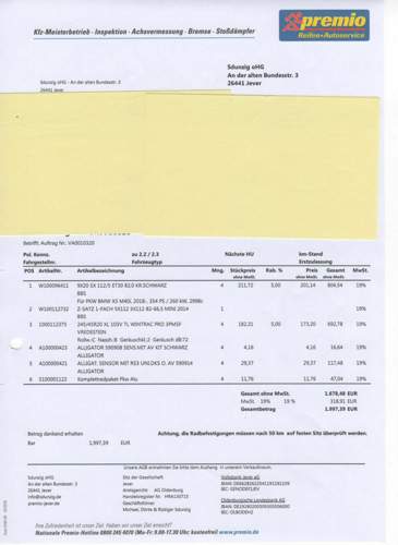 Rechnung BBS SX