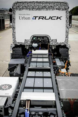 Daimler testet derzeit einen 26-Tonner mit 212-kWh-Akku, der eine Reichweite von 200 Kilometern ermöglichen soll