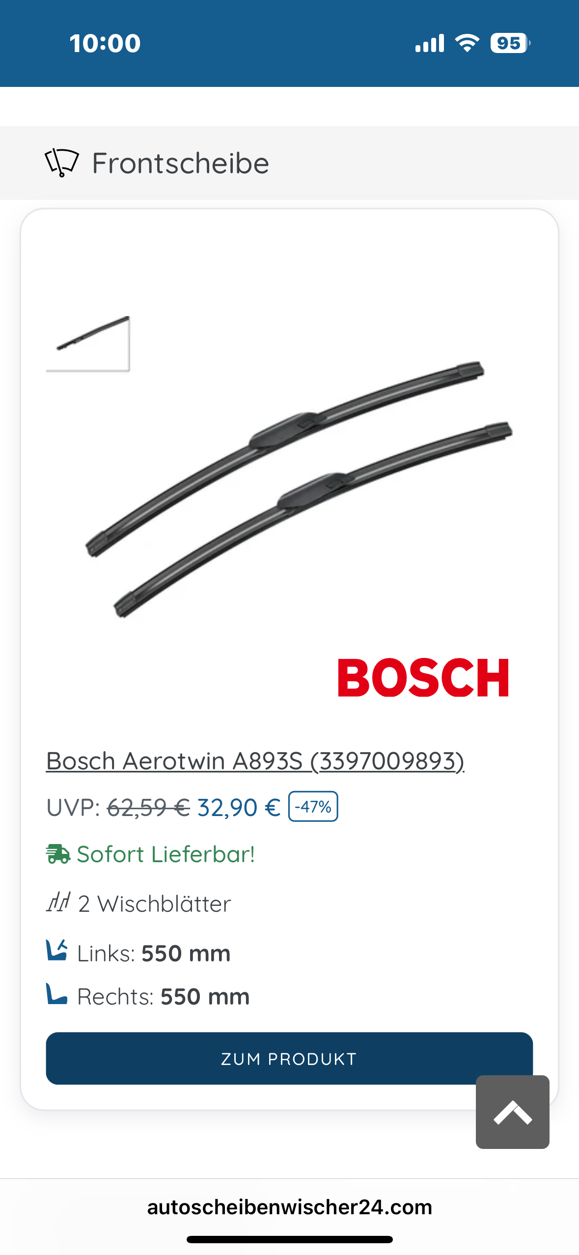 Wischerblätter für X254 - was kosten sie in der Markenwerkstatt?