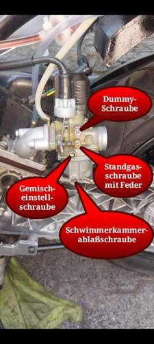 Schrauben am Vergaser