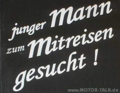 Junger Mann zum Mitreisen gesucht!