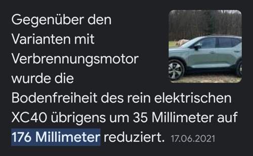 XC40 Pure Electric tiefergelegt