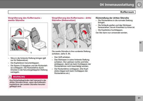 Umklappen Sitze XC90