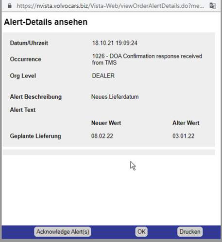 Alertmeldung Volvo Tool
