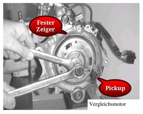 Fester Zeiger am Motorgehäuse