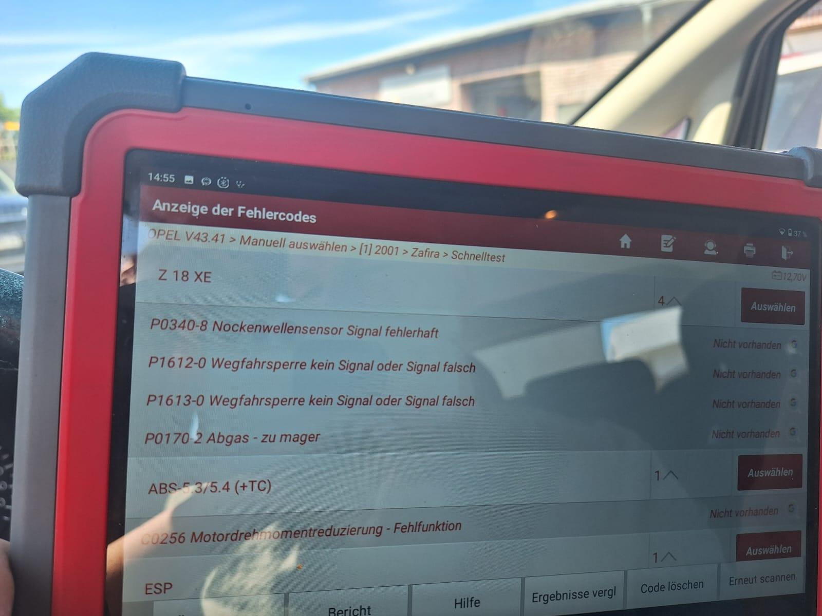 Z18XE: Service- & ASR-Lampe an - nur noch 4200U/min