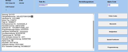 Abfrage Motorsteuergerät