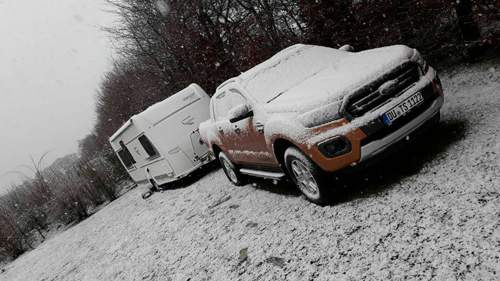 Rückfahrt, mit Schnee