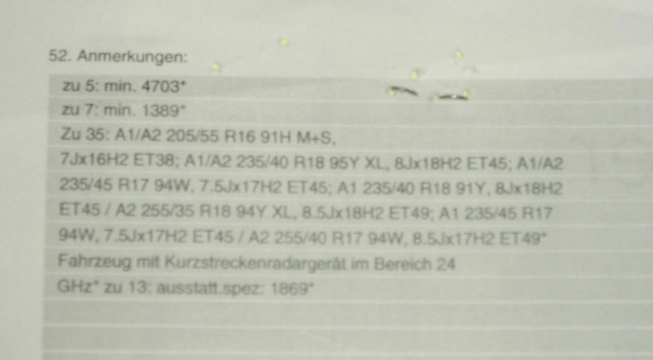 Zulässige Reifengröße C207 - Winterreifen