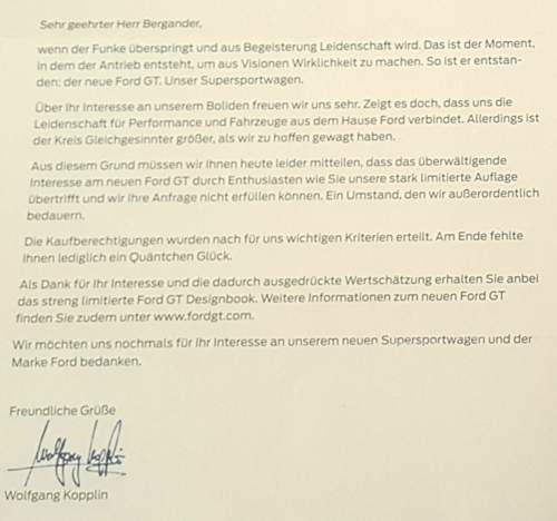 Nett formuliert, trotzdem eine Absage: Leider konnte die Anfrage von MOTOR-TALK-Redakteur Constantin nicht erfüllt werden