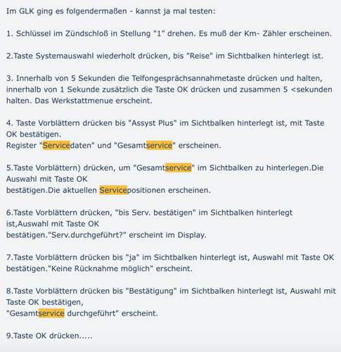 Service zurück setzen