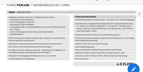 Ausstattung Focus Trend