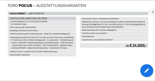 Ausstattung Focus Cool & Connect