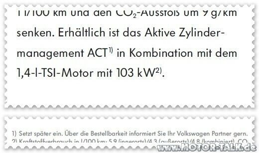Zylinderabschaltung TSI 140 PS?