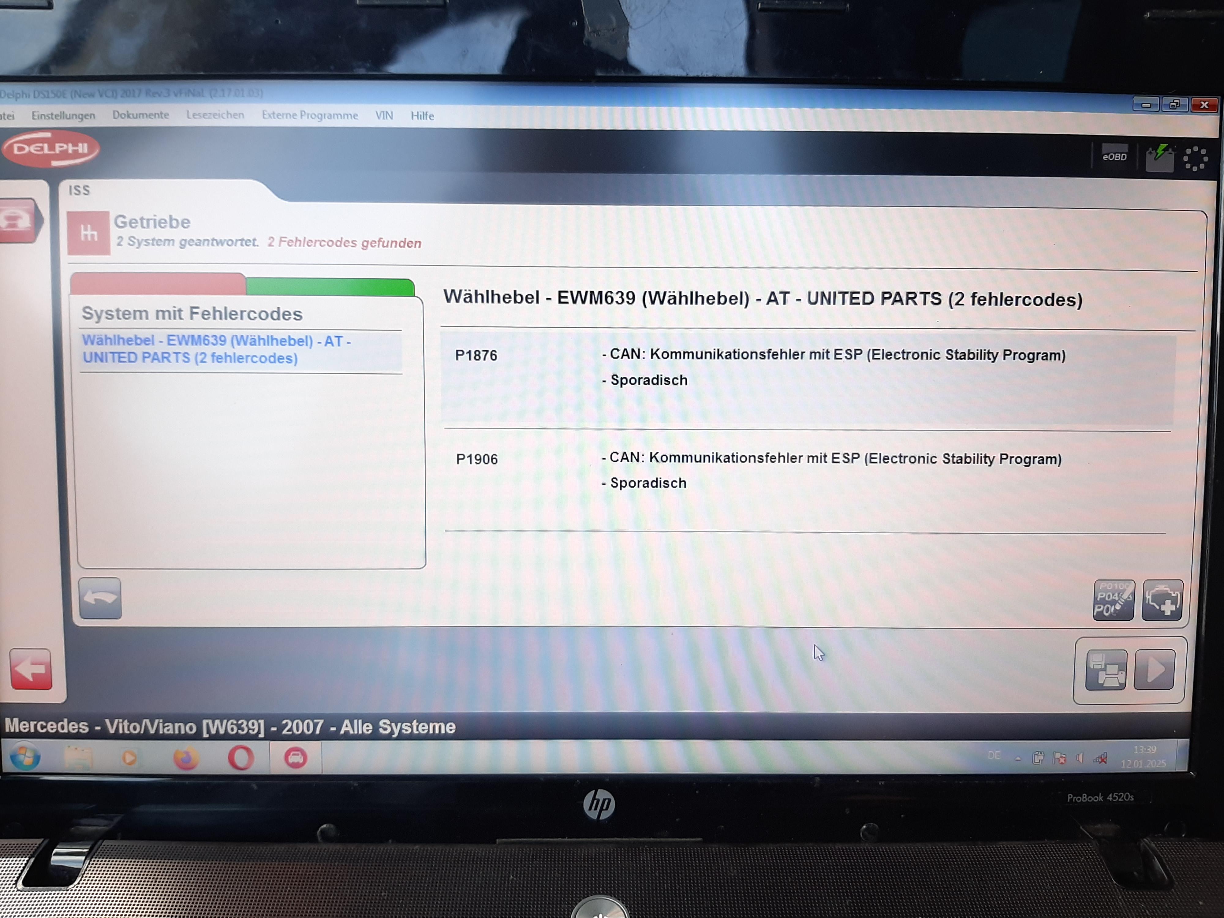 Masseproblem Notlaufmodus Vito W639 3.0